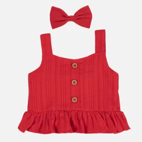 Coco Button Top - Red Noella