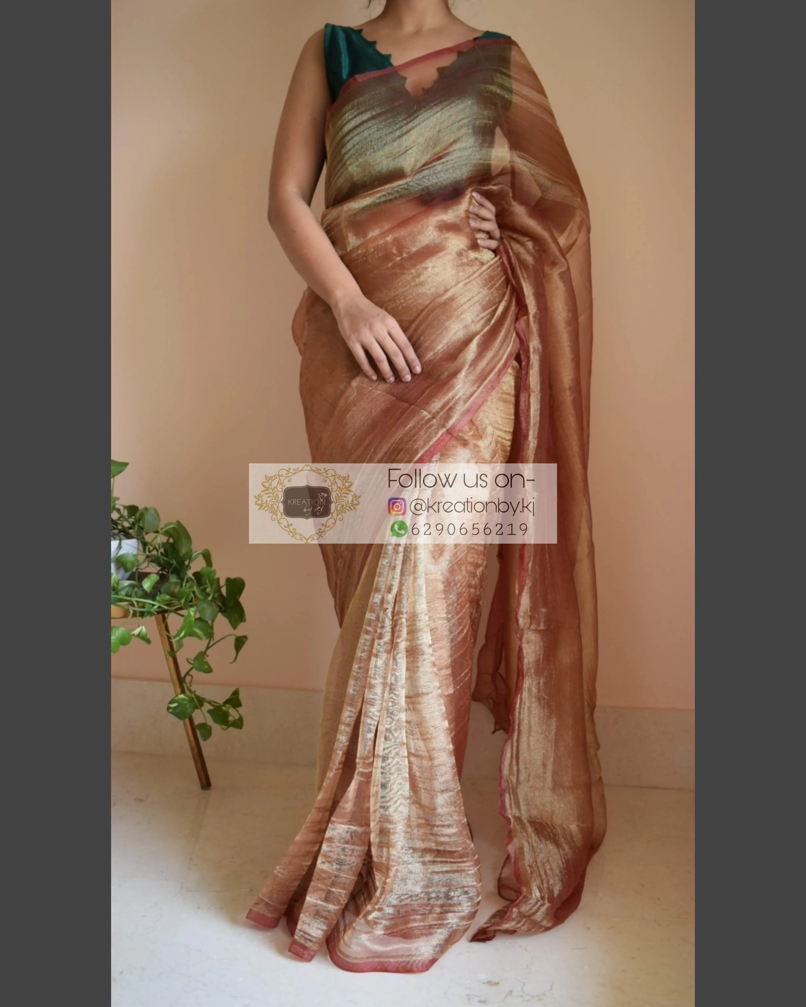 Copper Zari Tissue Saree