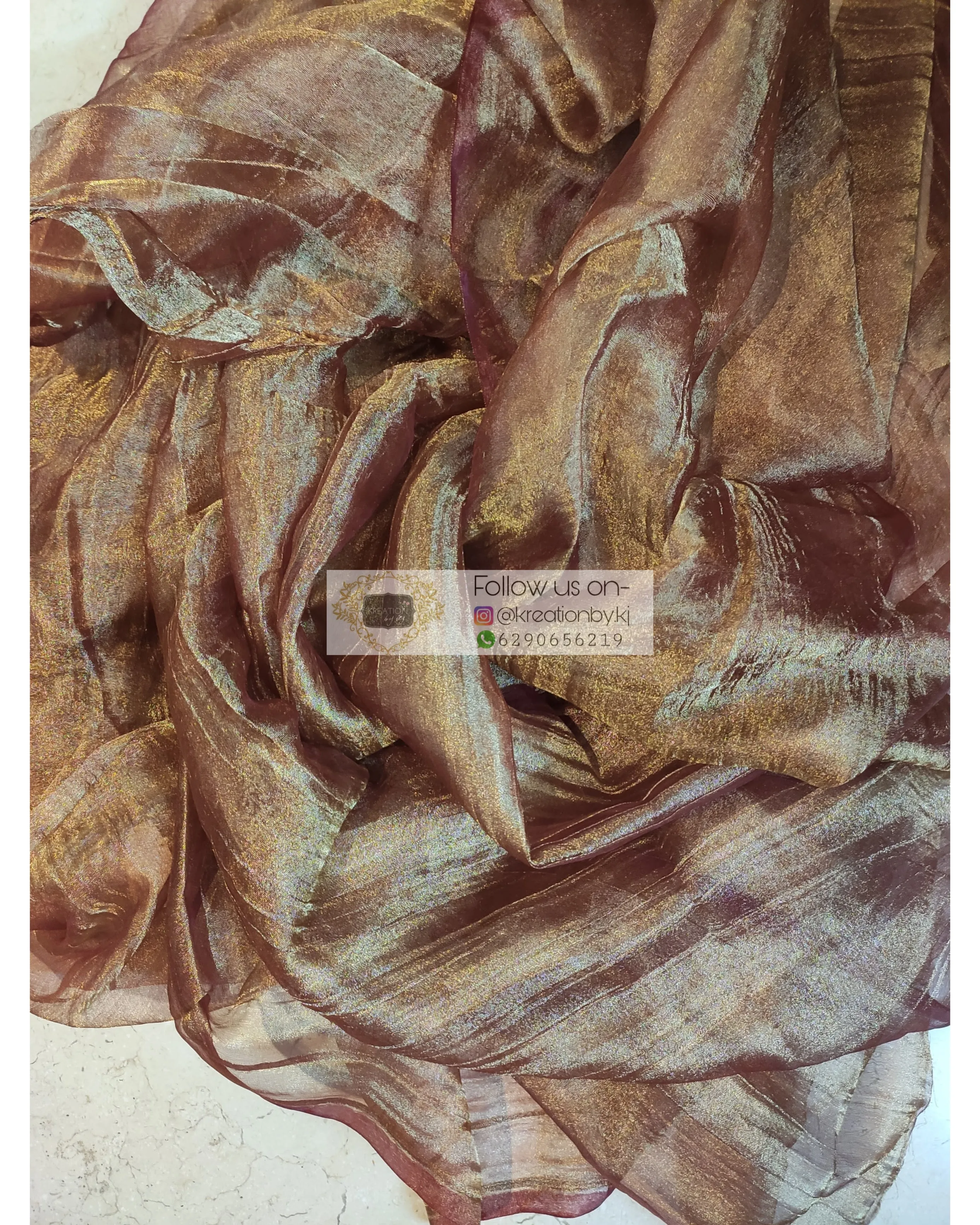 Copper Zari Tissue Saree