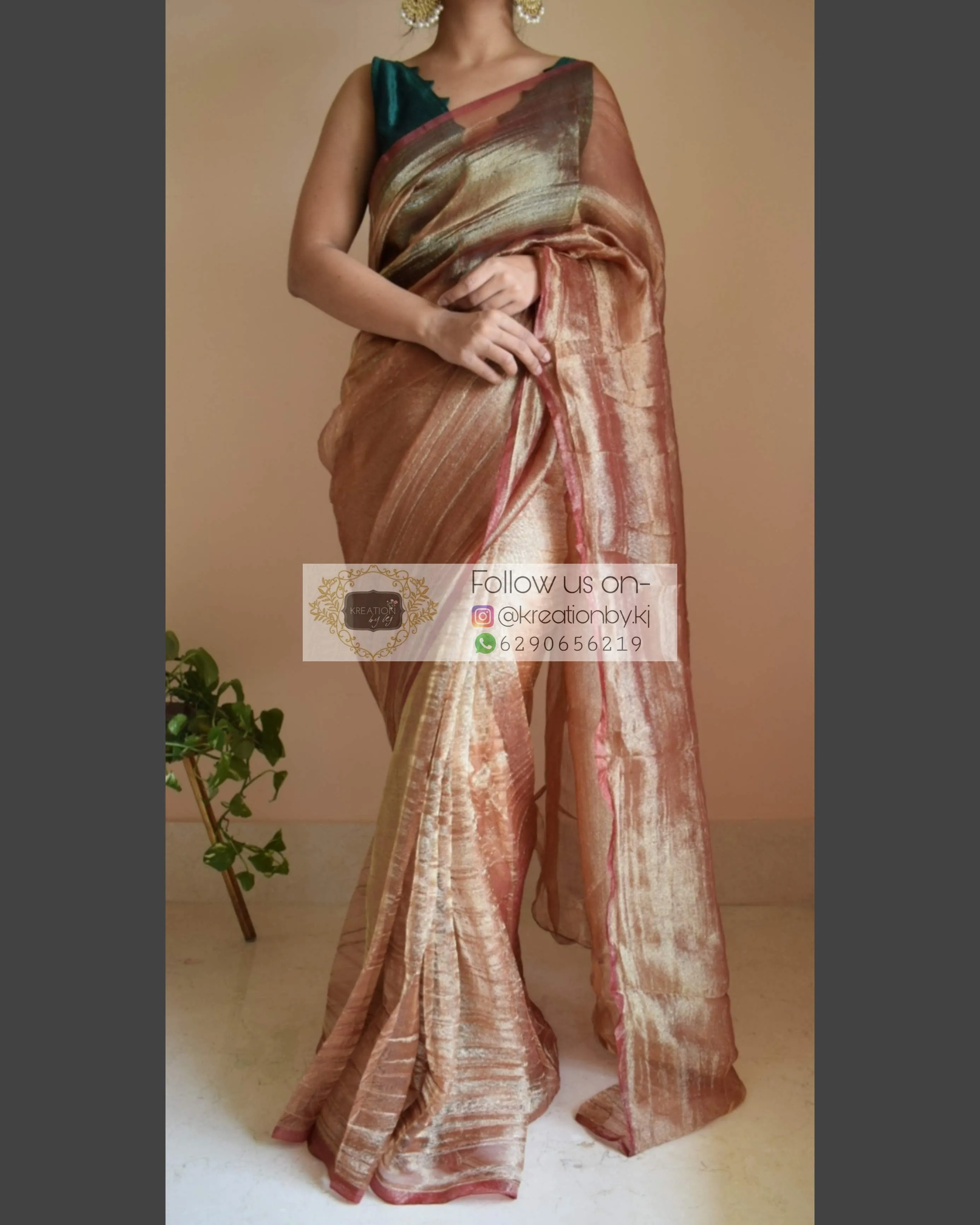 Copper Zari Tissue Saree