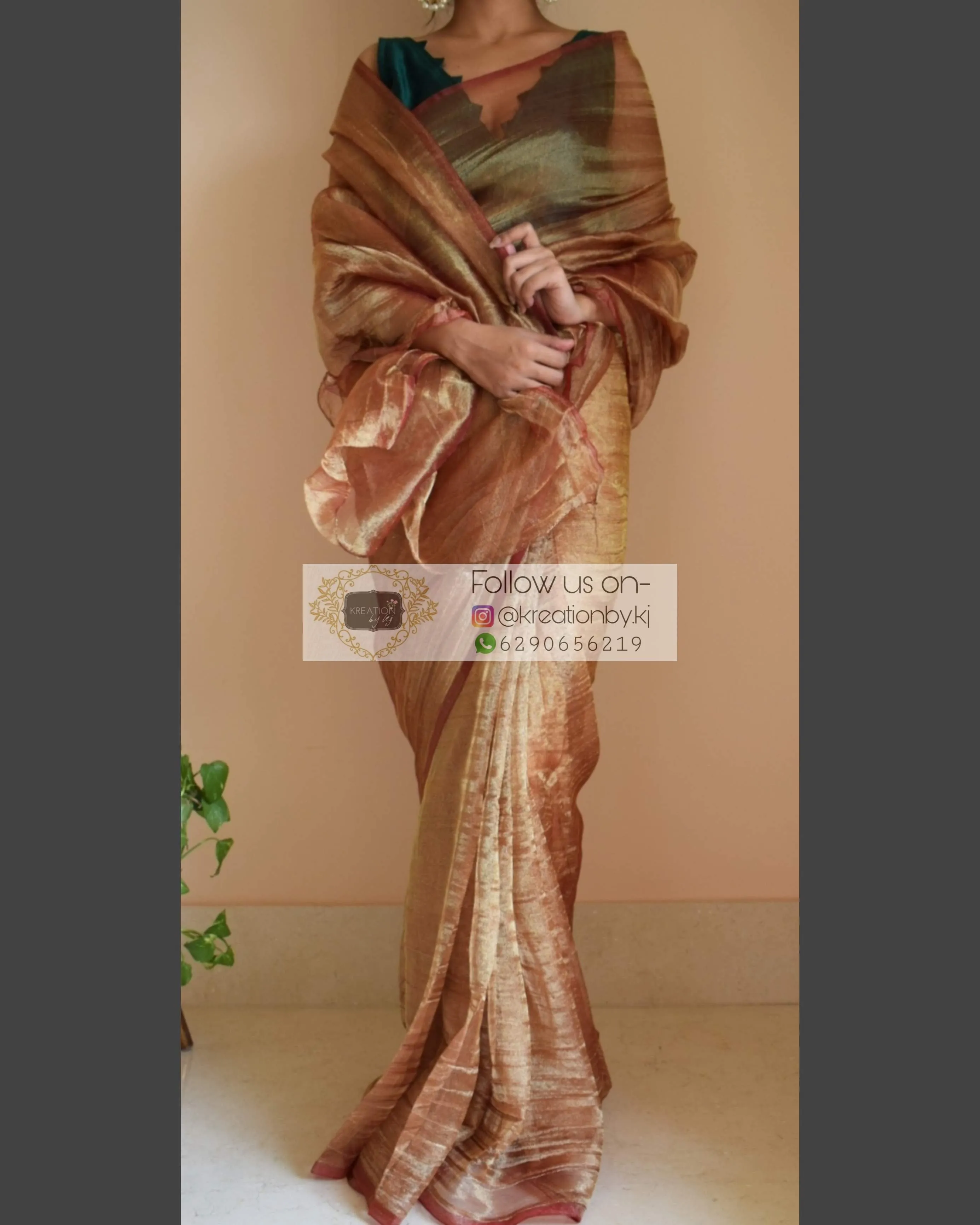 Copper Zari Tissue Saree