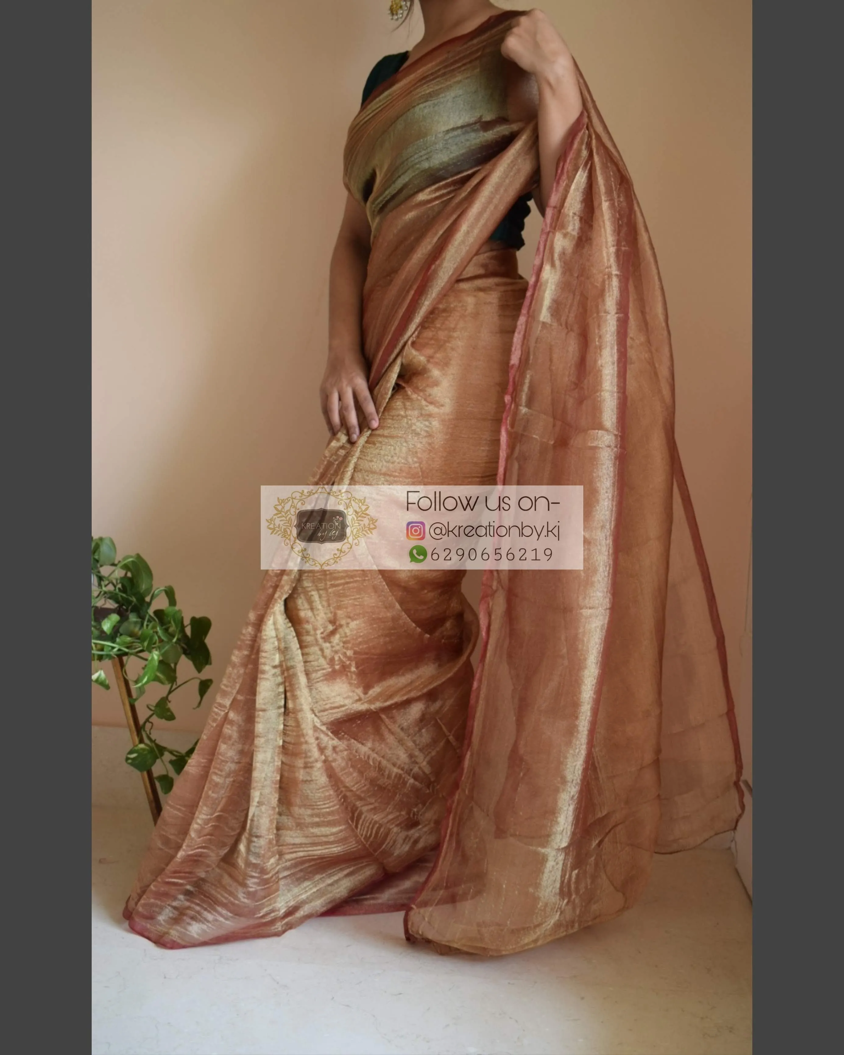 Copper Zari Tissue Saree