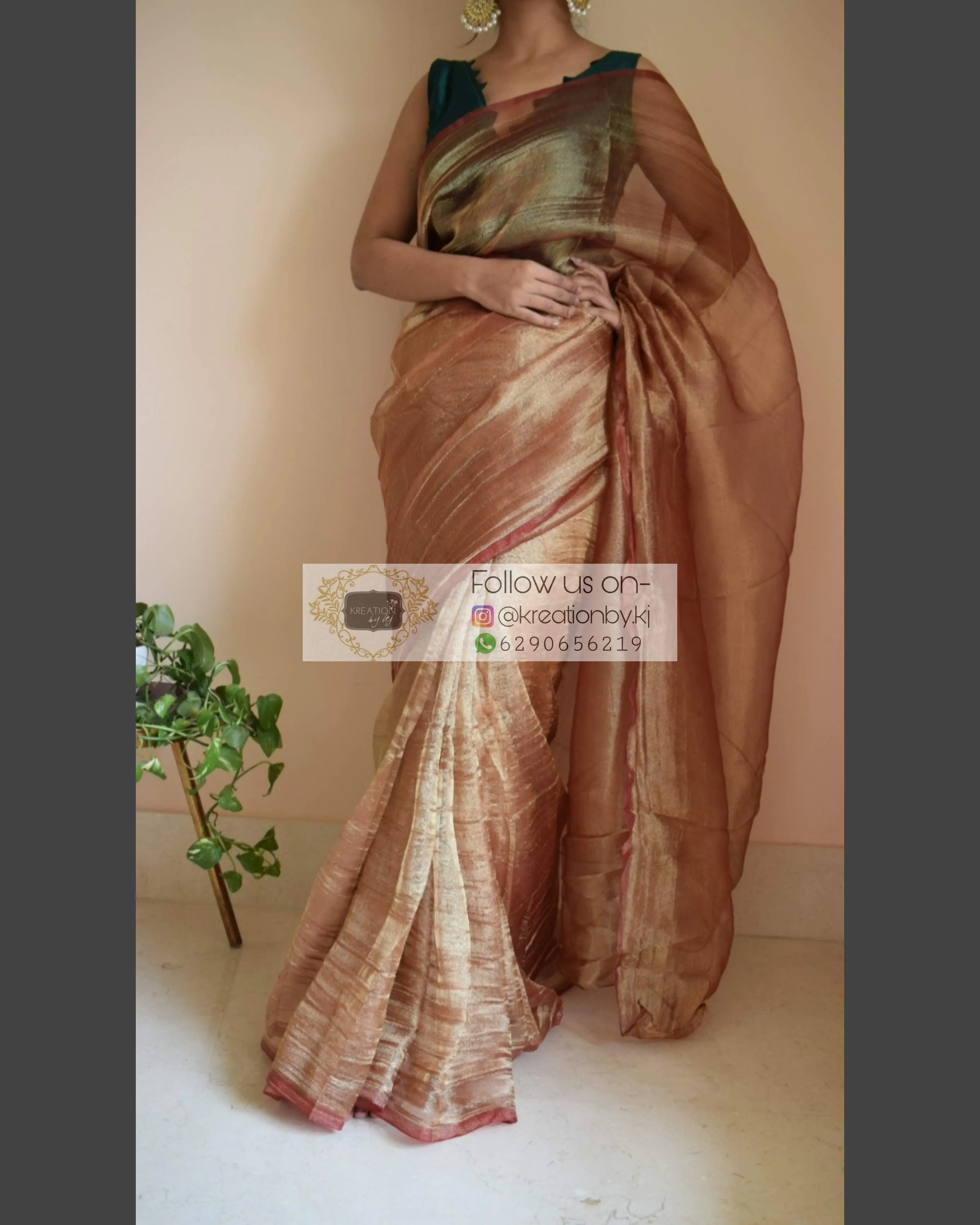 Copper Zari Tissue Saree