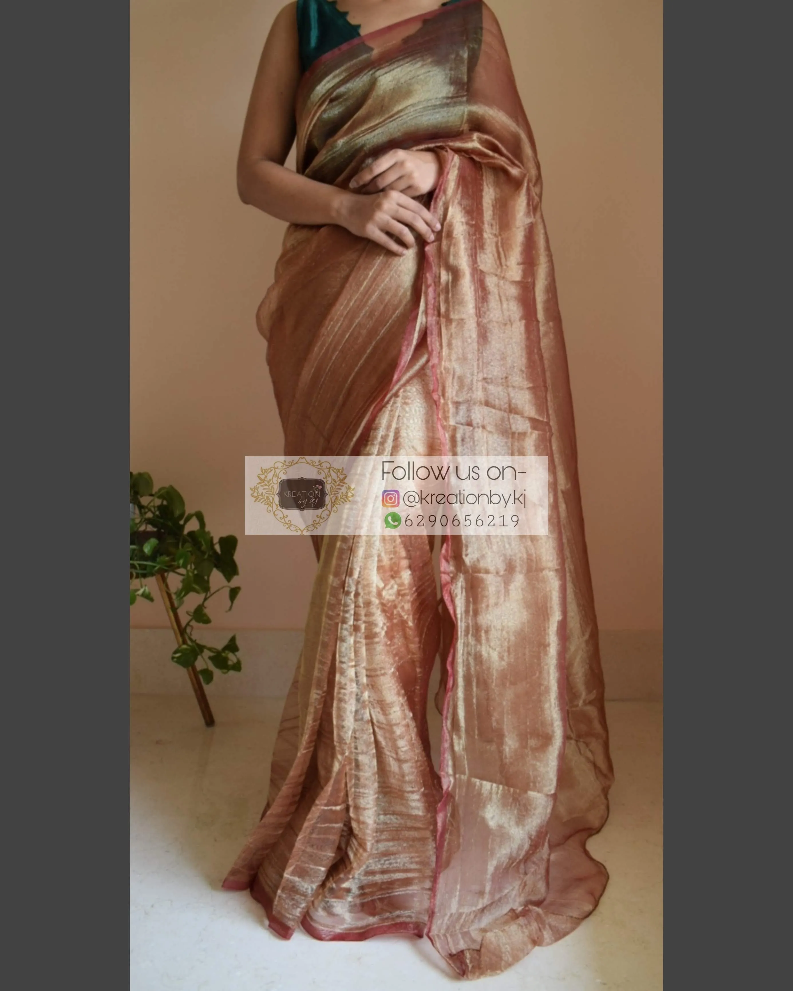 Copper Zari Tissue Saree