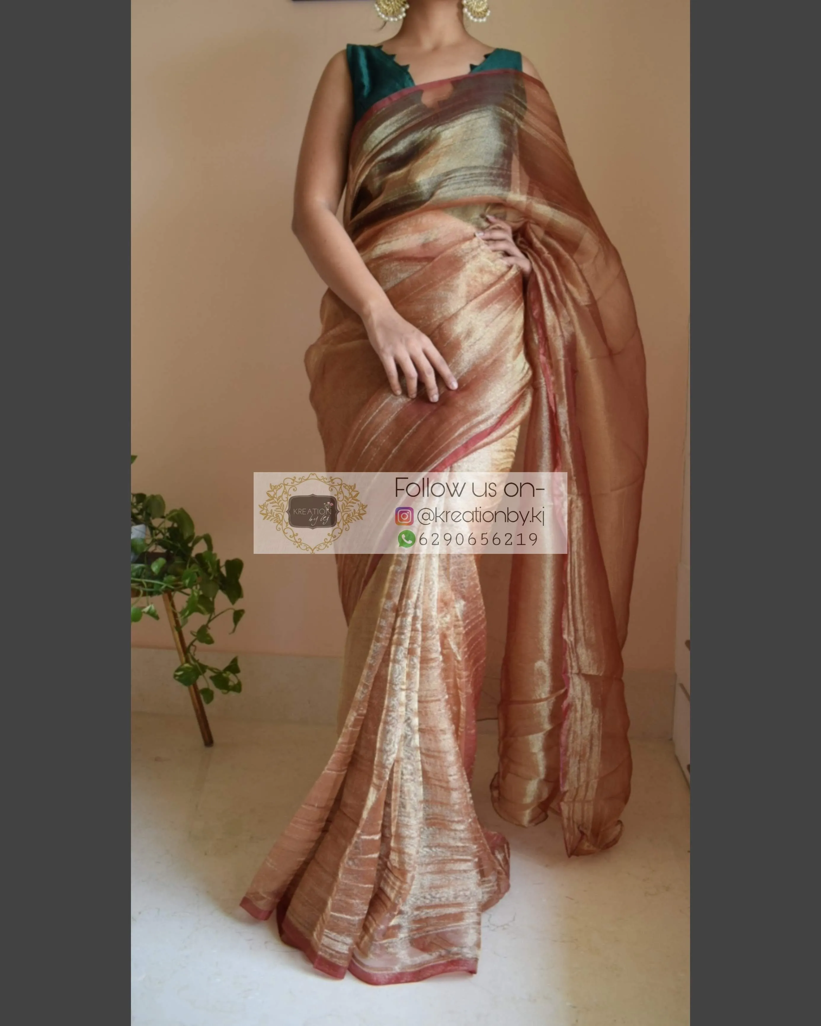 Copper Zari Tissue Saree