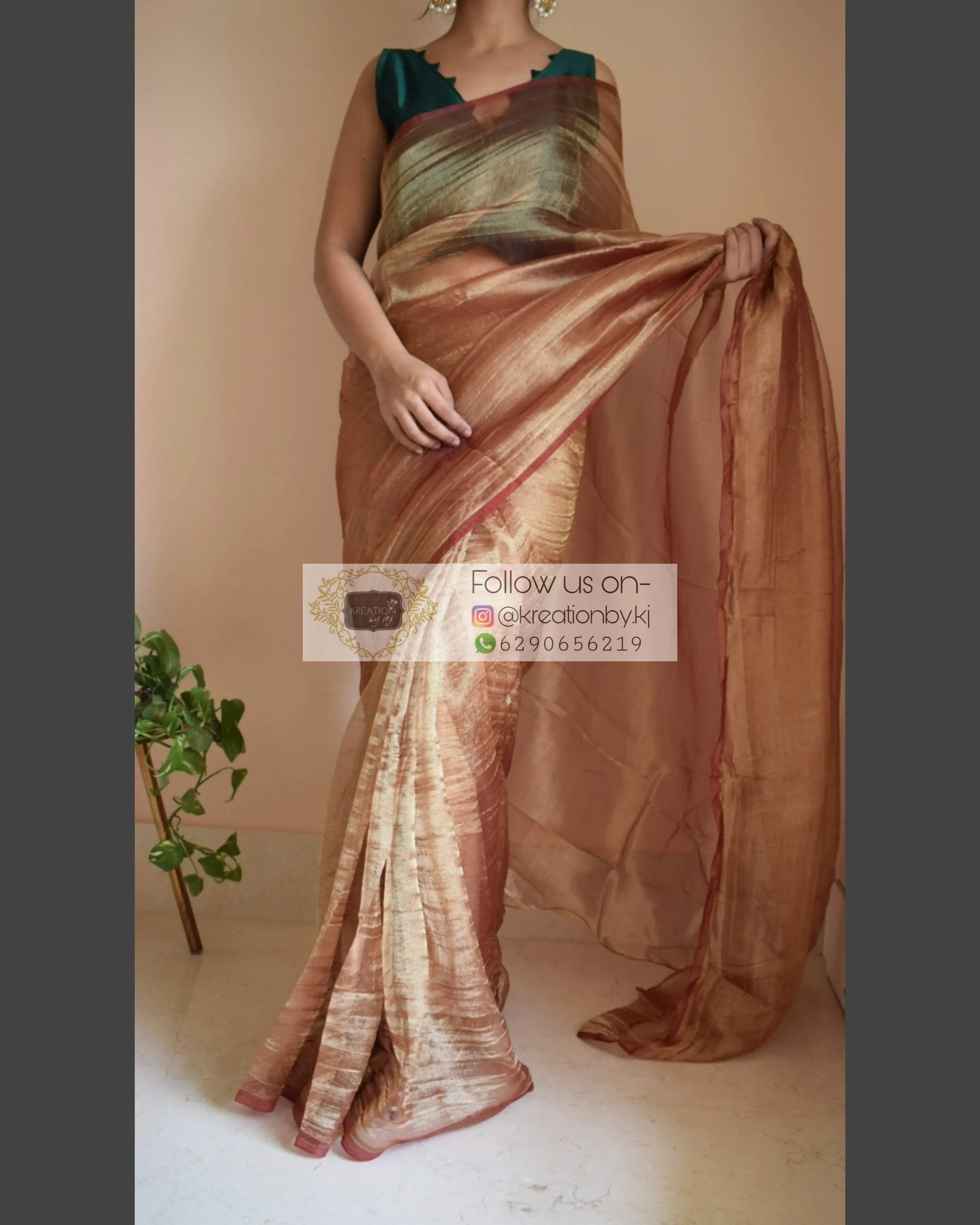 Copper Zari Tissue Saree