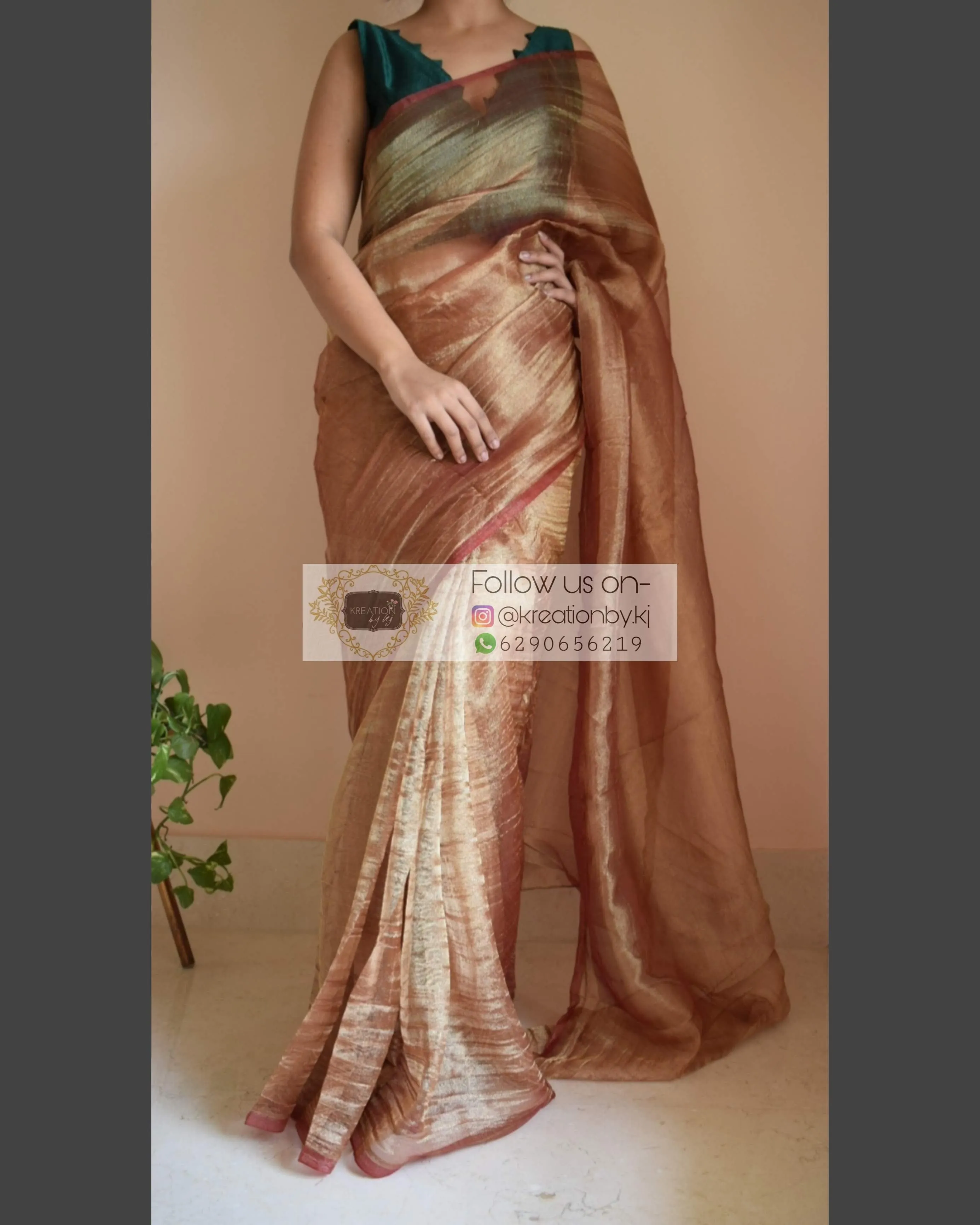 Copper Zari Tissue Saree