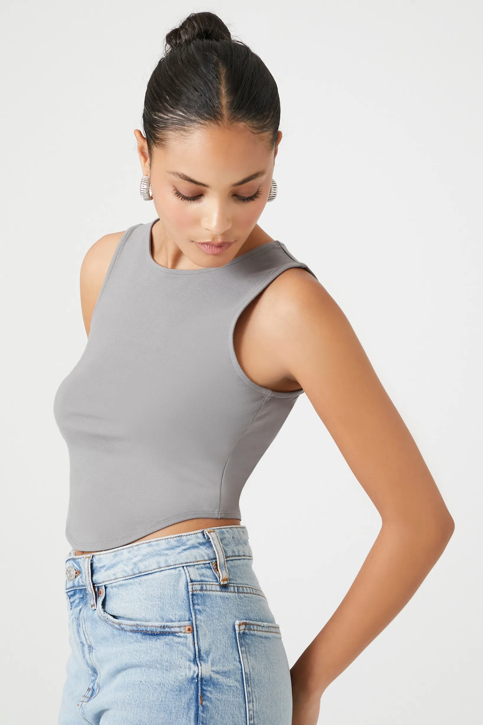 Cropped Rib-Knit Tank Top