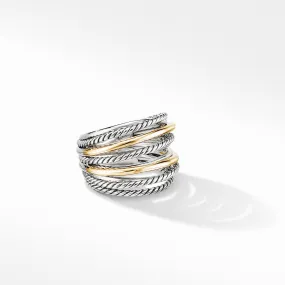 David Yurman Crossover Wide Ring Sterling Silver & 18K Yellow Gold