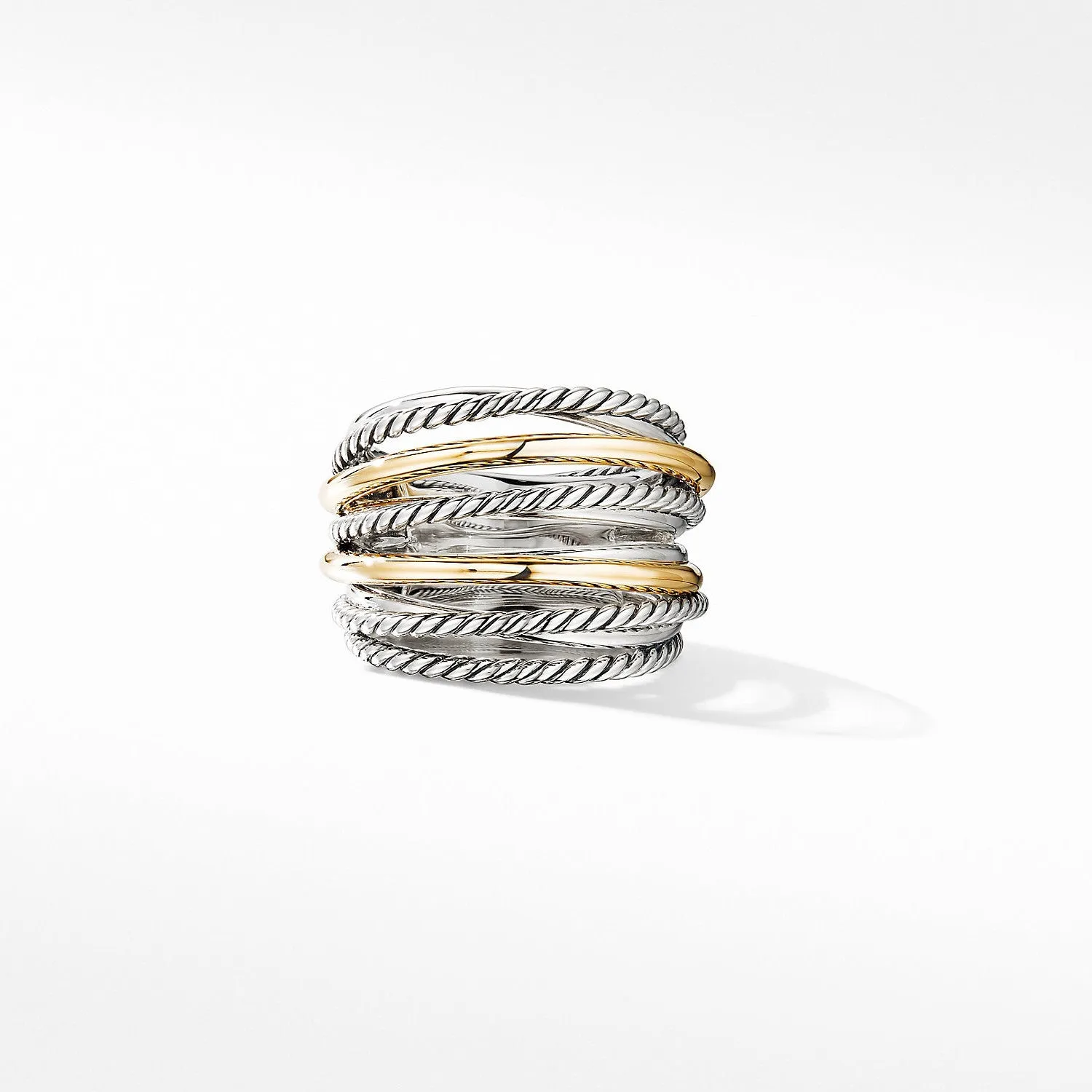 David Yurman Crossover Wide Ring Sterling Silver & 18K Yellow Gold