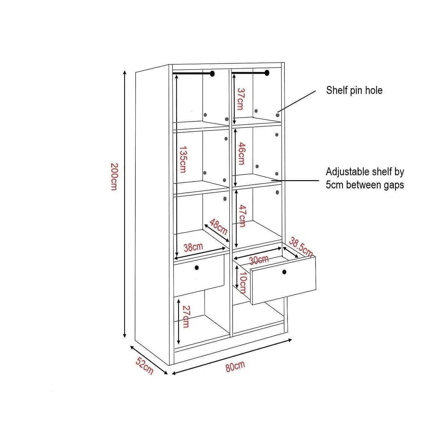 Devereau Mirror Open Door Wardrobe