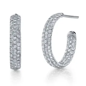 Diamond Inside Out Mini Pave Diamond Hoop Earrings White Gold