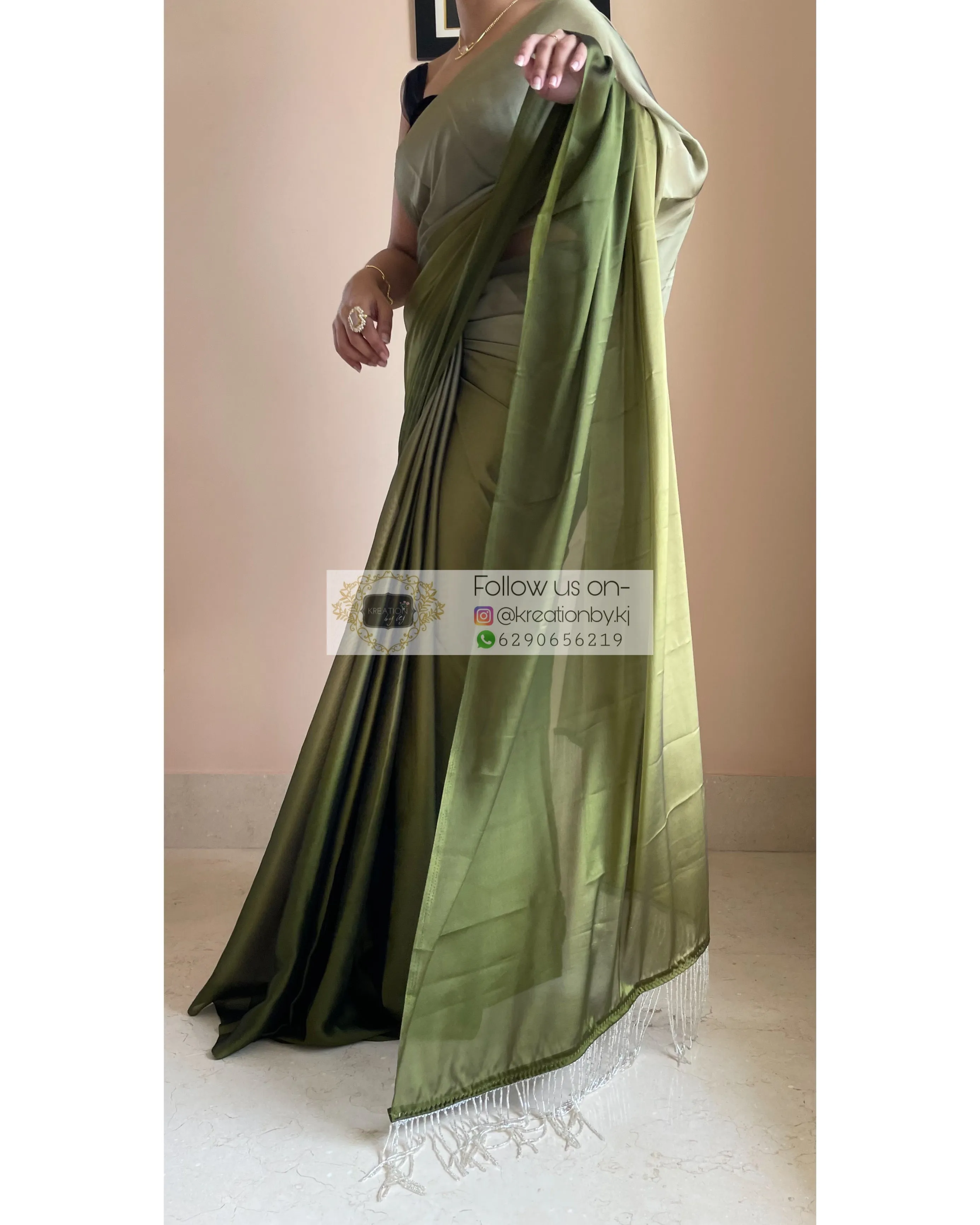 Dirty Martini Ombré Georgette Saree with handmade tassels on pallu