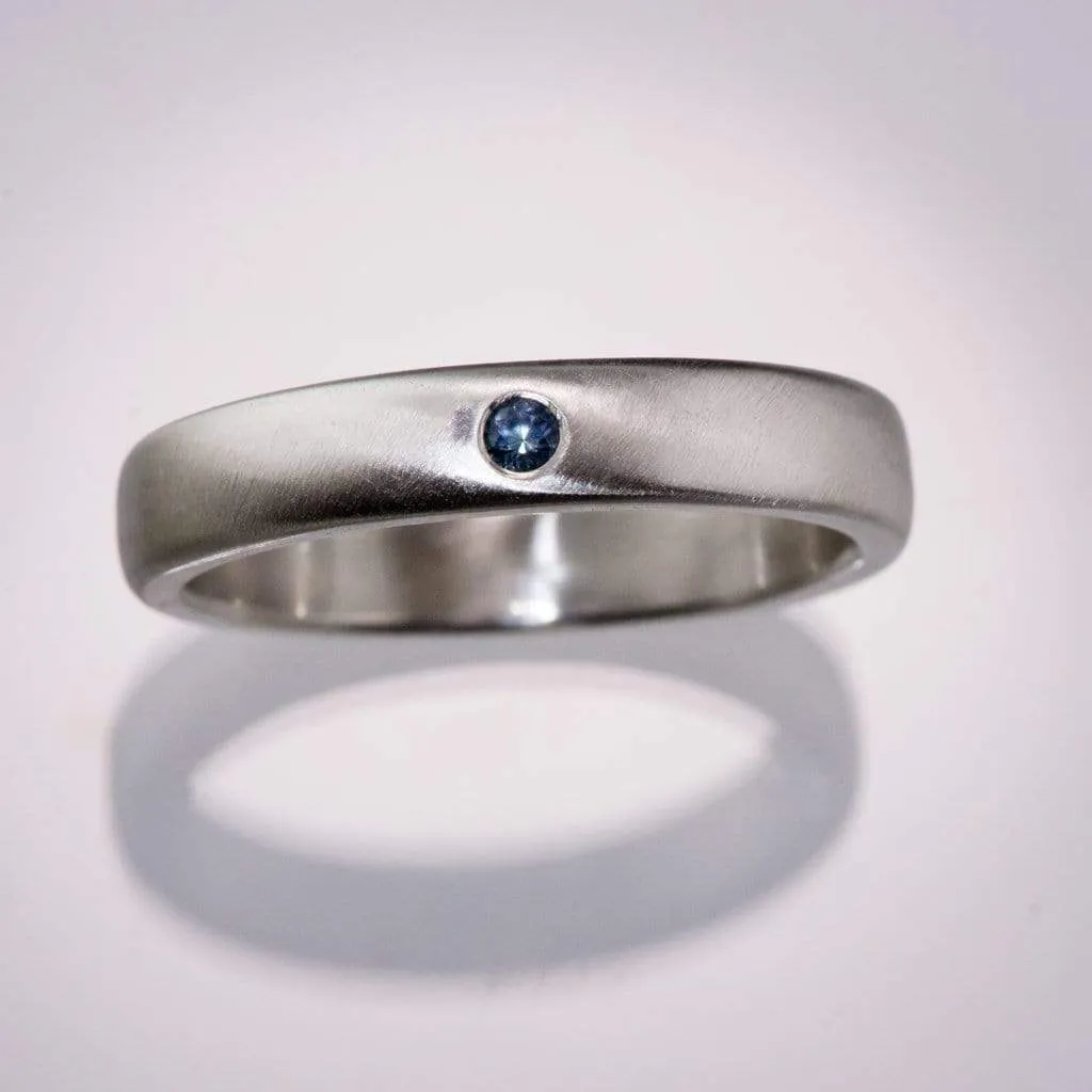 Domed Wedding Band with Flush set Montana Sapphire