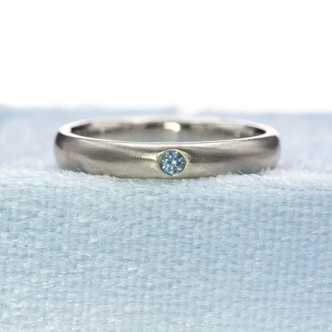 Domed Wedding Band with Flush set Montana Sapphire