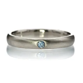 Domed Wedding Band with Flush set Montana Sapphire