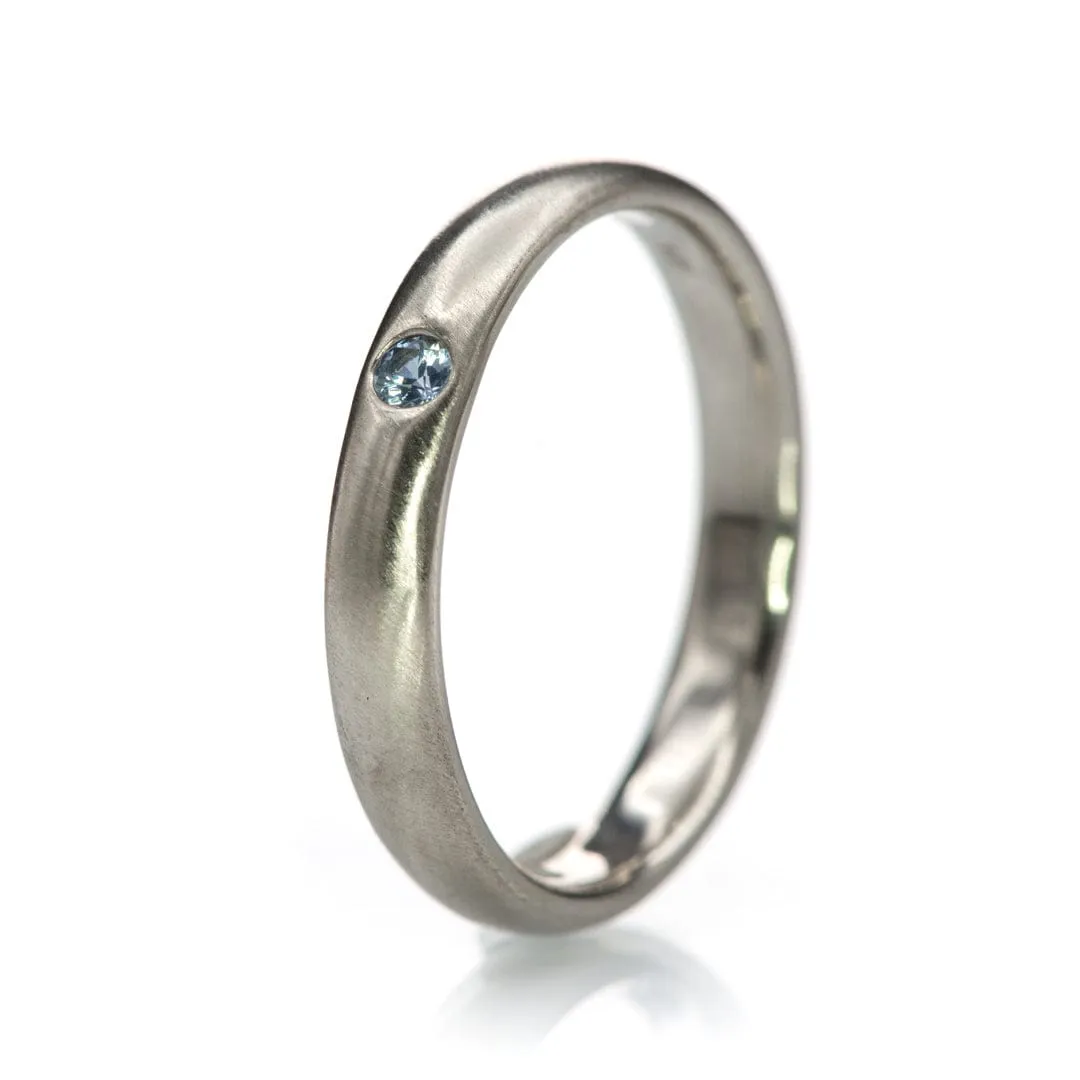 Domed Wedding Band with Flush set Montana Sapphire