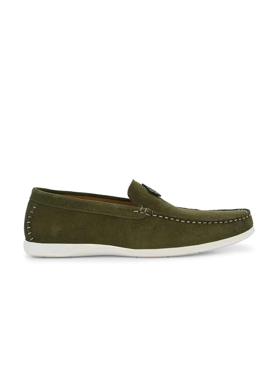 Genuine Olive Suede Leather Impact Technolog Slip On For Men