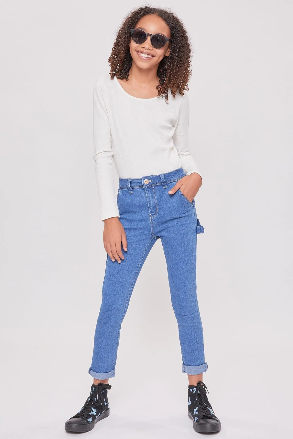 Girls Roll Cuff Carpenter Jeans