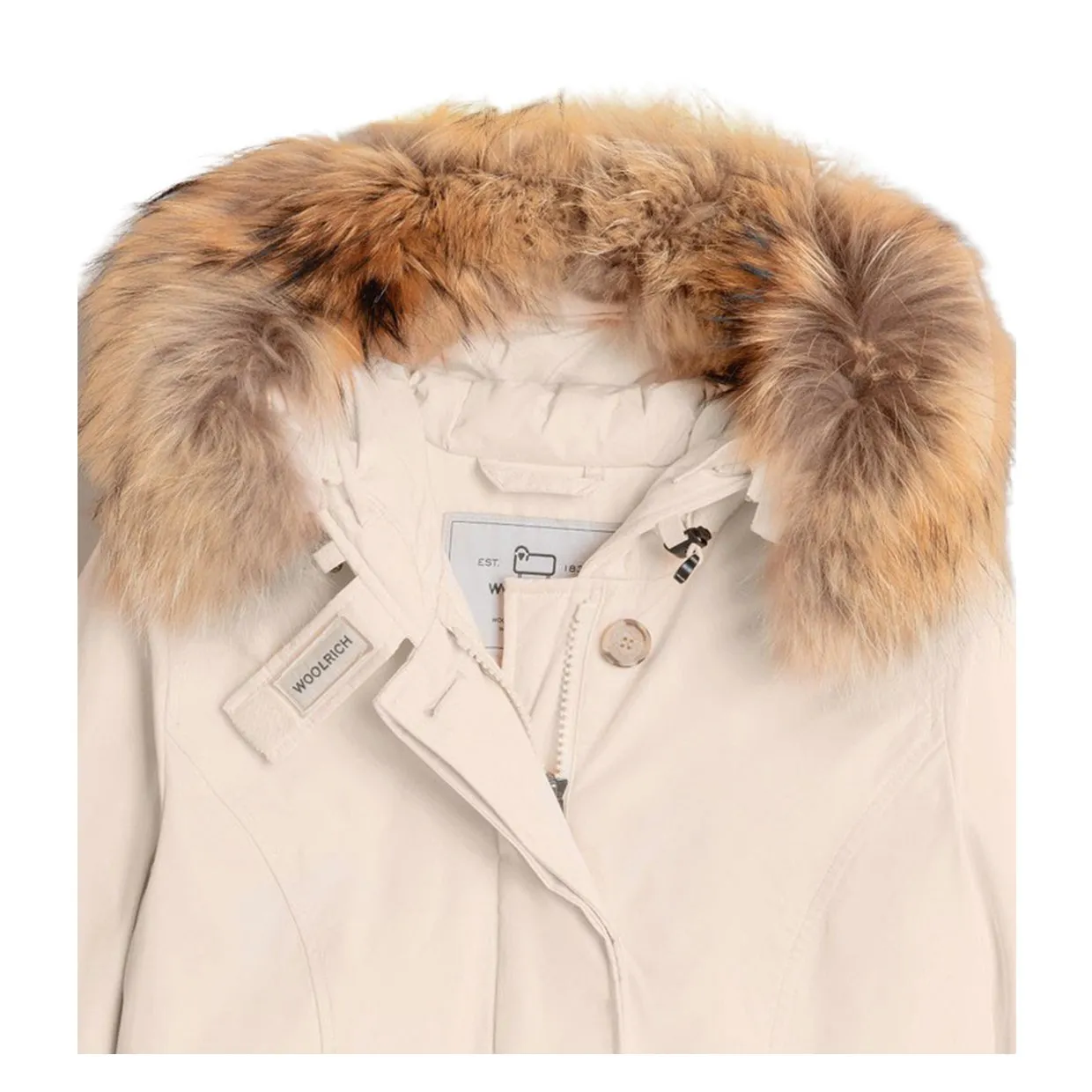 Giubbino Donna Woolrich Luxury Arctic Raccoon Parka Avorio