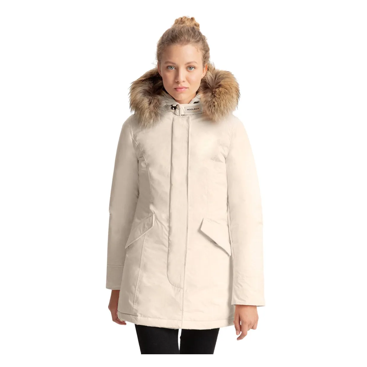 Giubbino Donna Woolrich Luxury Arctic Raccoon Parka Avorio