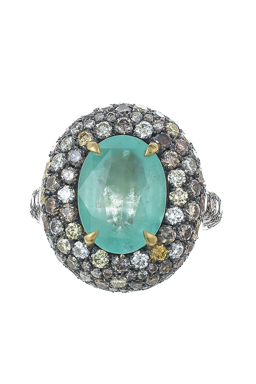 Green Beryl Diamond Ring