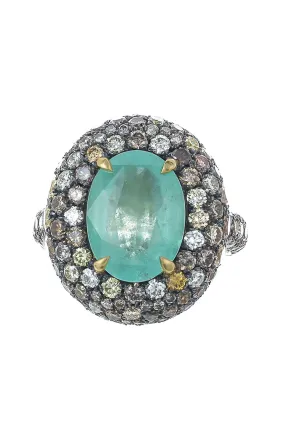 Green Beryl Diamond Ring