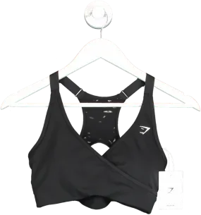 gymshark Black Wrap Support Sports Bra UK S