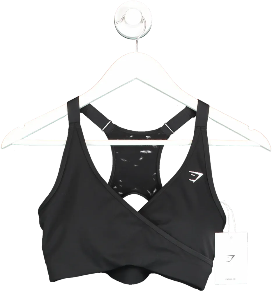 gymshark Black Wrap Support Sports Bra UK S