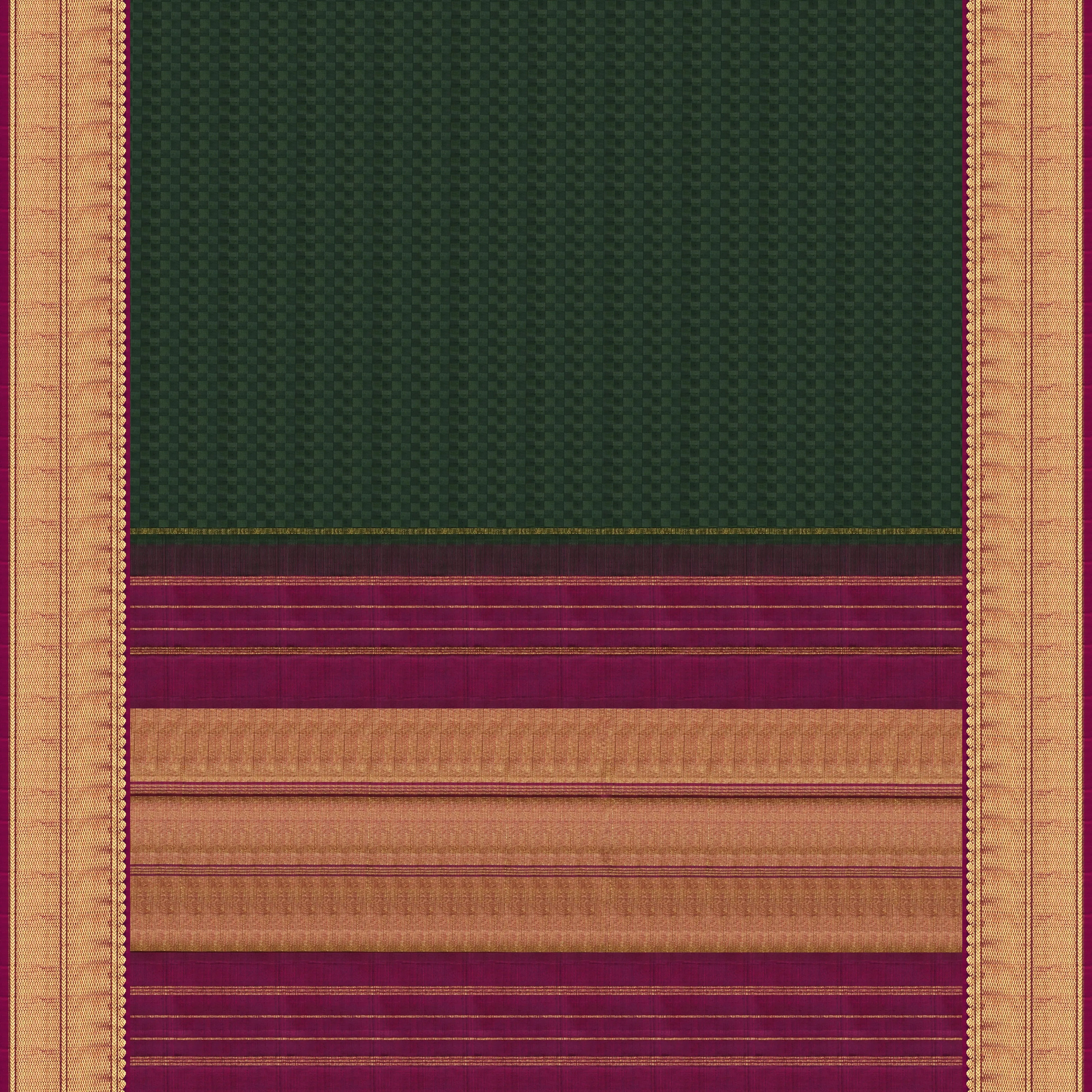 Handwoven Green with Pink Kanjivaram Silk Saree - 1922T009001DSC