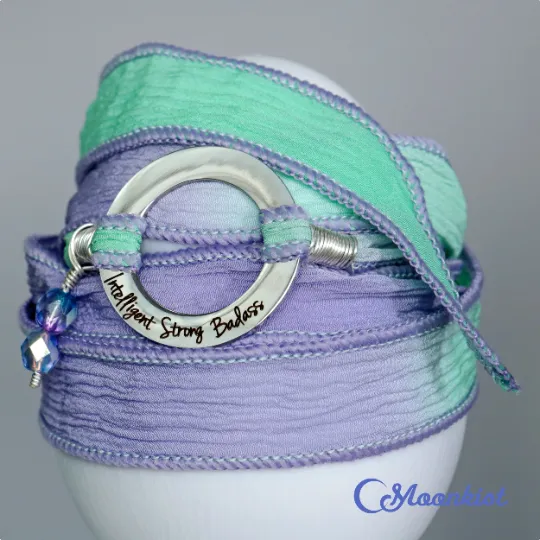 Intelligent Strong Badass - Encouragement Quote Silk Wrap Bracelet | Moonkist Designs