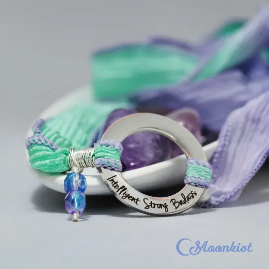 Intelligent Strong Badass - Encouragement Quote Silk Wrap Bracelet | Moonkist Designs