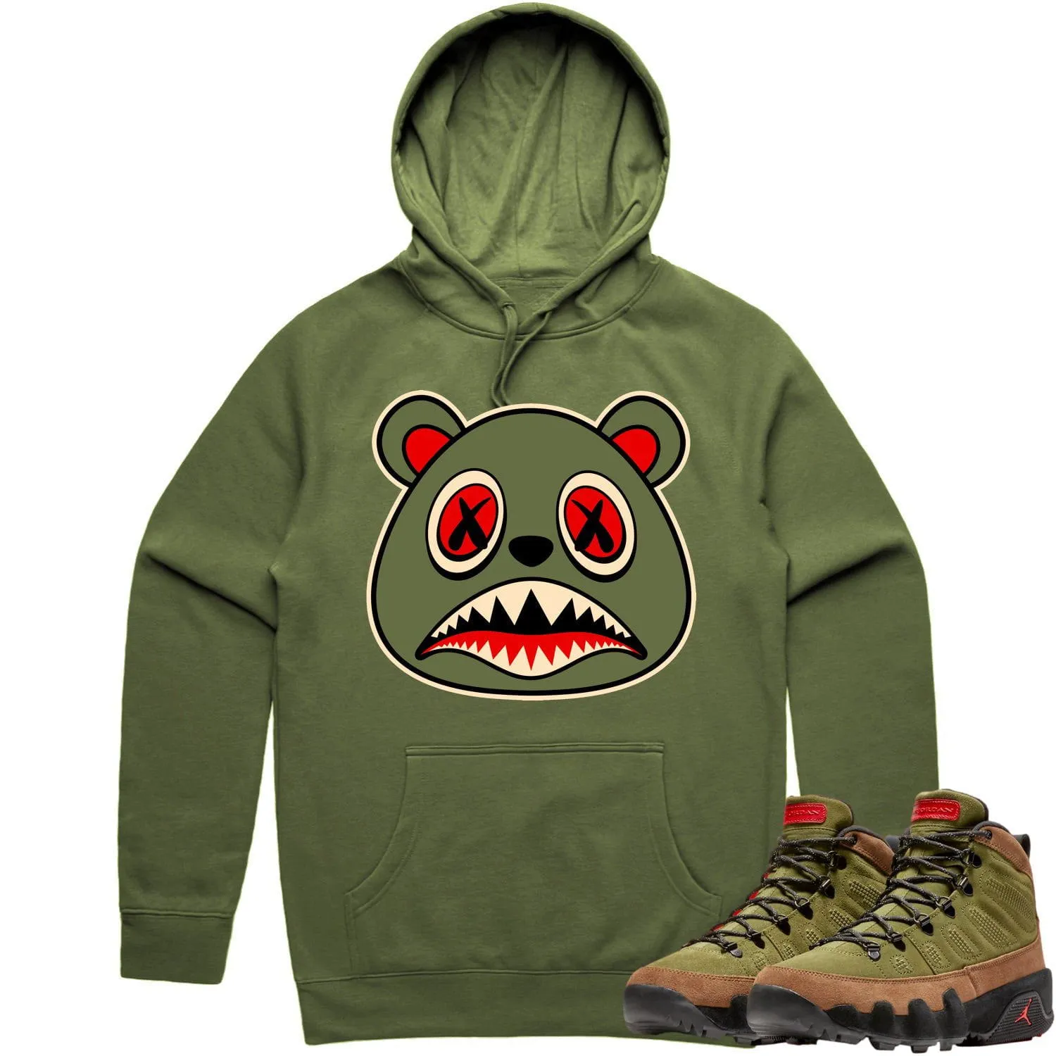 Jordan 9 Beef Broccoli 9s Hoodie to Match - OLIVE BAWS BEAR