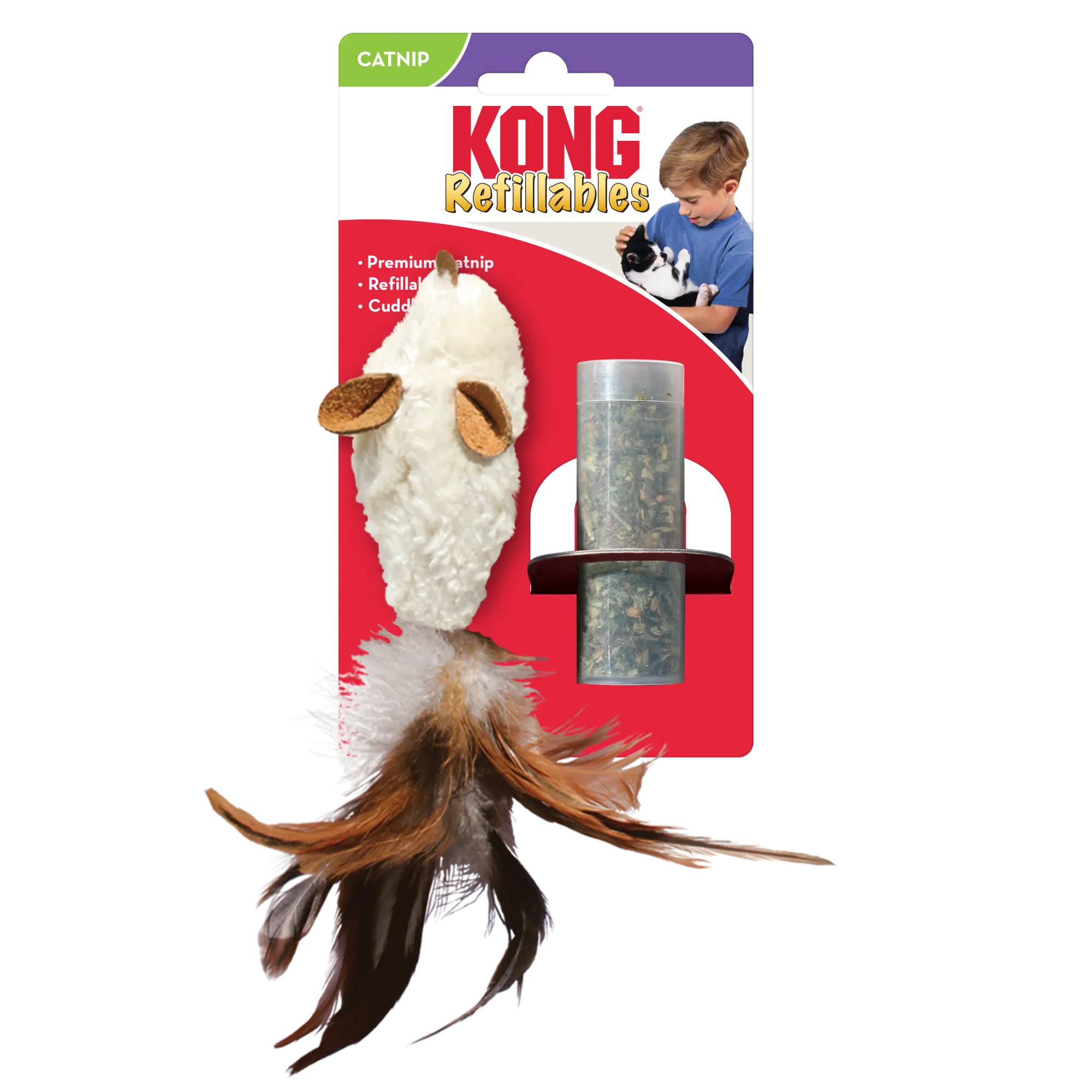 KONG Refillables Feather Mouse Cat Toy