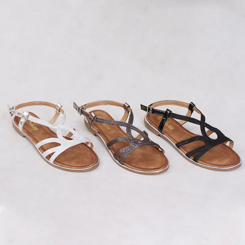 Ladies Sandals Solid Color Low Heel Sandals Casual Comfortable Flats