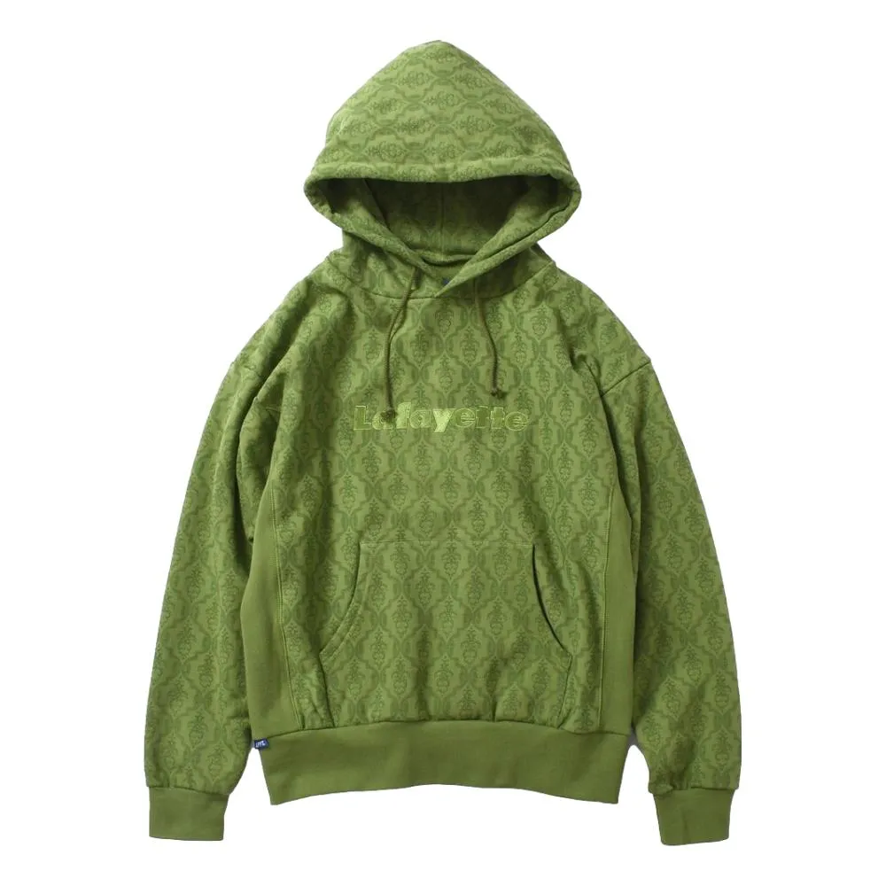 LAFAYETTE DAMASK PATTERN LAFAYETTE LOGO US COTTON HOODED SWEATSHIRT-OLIVE