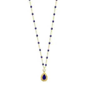 Lapis Mini Lucky Cashmere Necklace, Yellow Gold, 16.5"