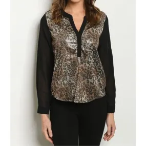 Leopard Sequin Blouse