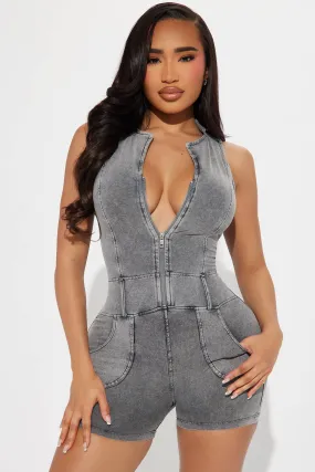 Liberty Washed Romper - Grey