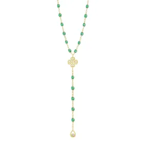 Lucky Classic Gigi Mint diamond rosary, Yellow Gold, 17.7"