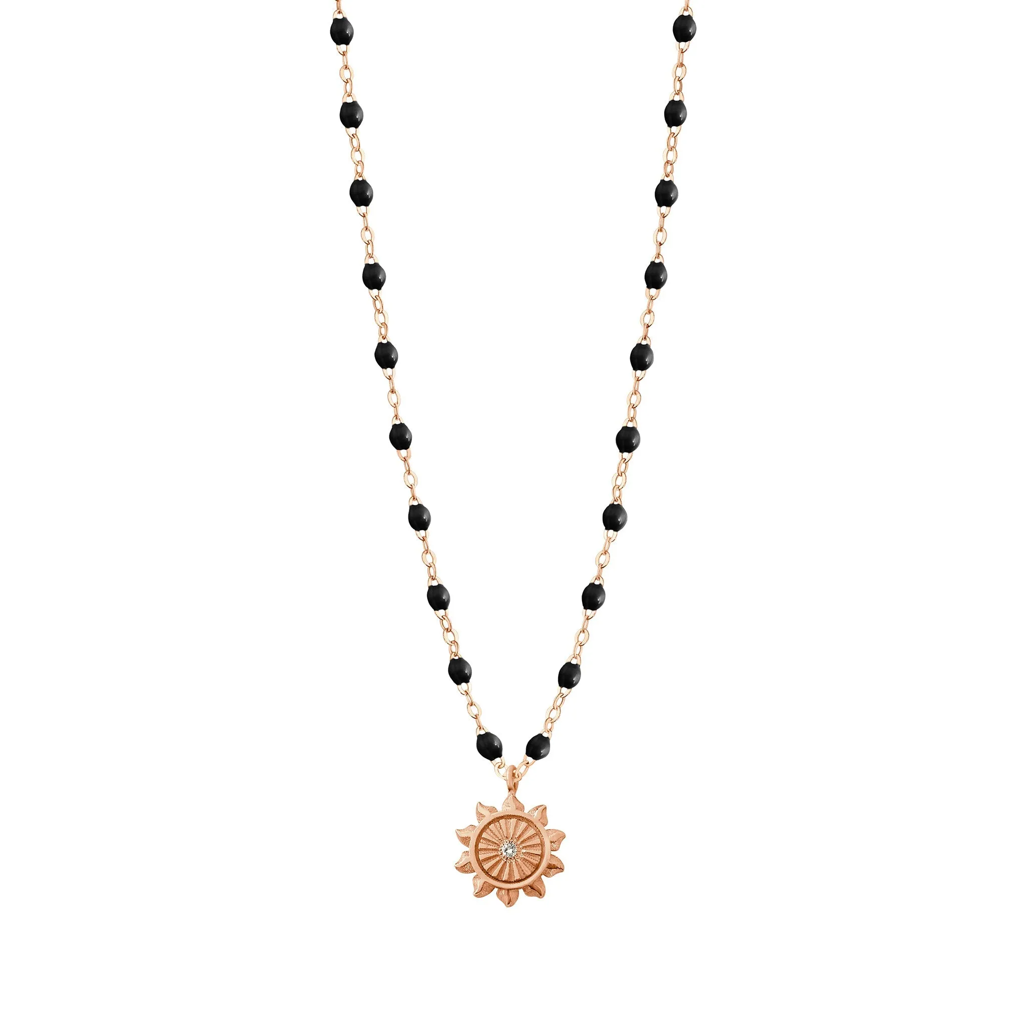 Lucky Sun Black Diamond Necklace, Rose Gold, 16.5"