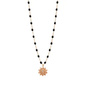 Lucky Sun Black Diamond Necklace, Rose Gold, 16.5"