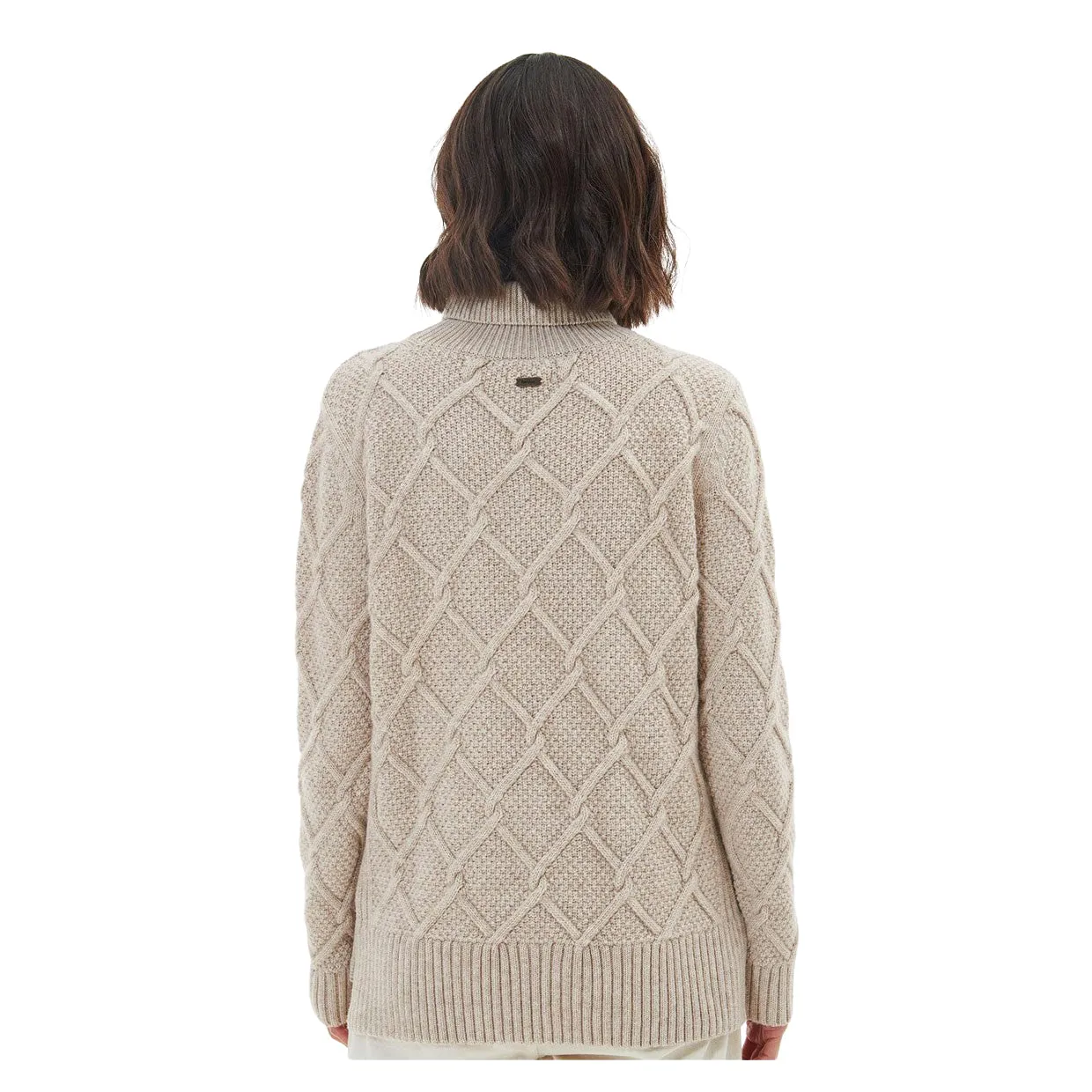 Maglione Donna Barbour Burne Roll Neck Beige