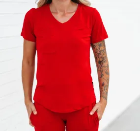 MAMA V-NECK- Red