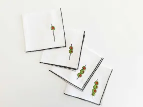 Martini Olive Cocktail Napkins in White, set of four