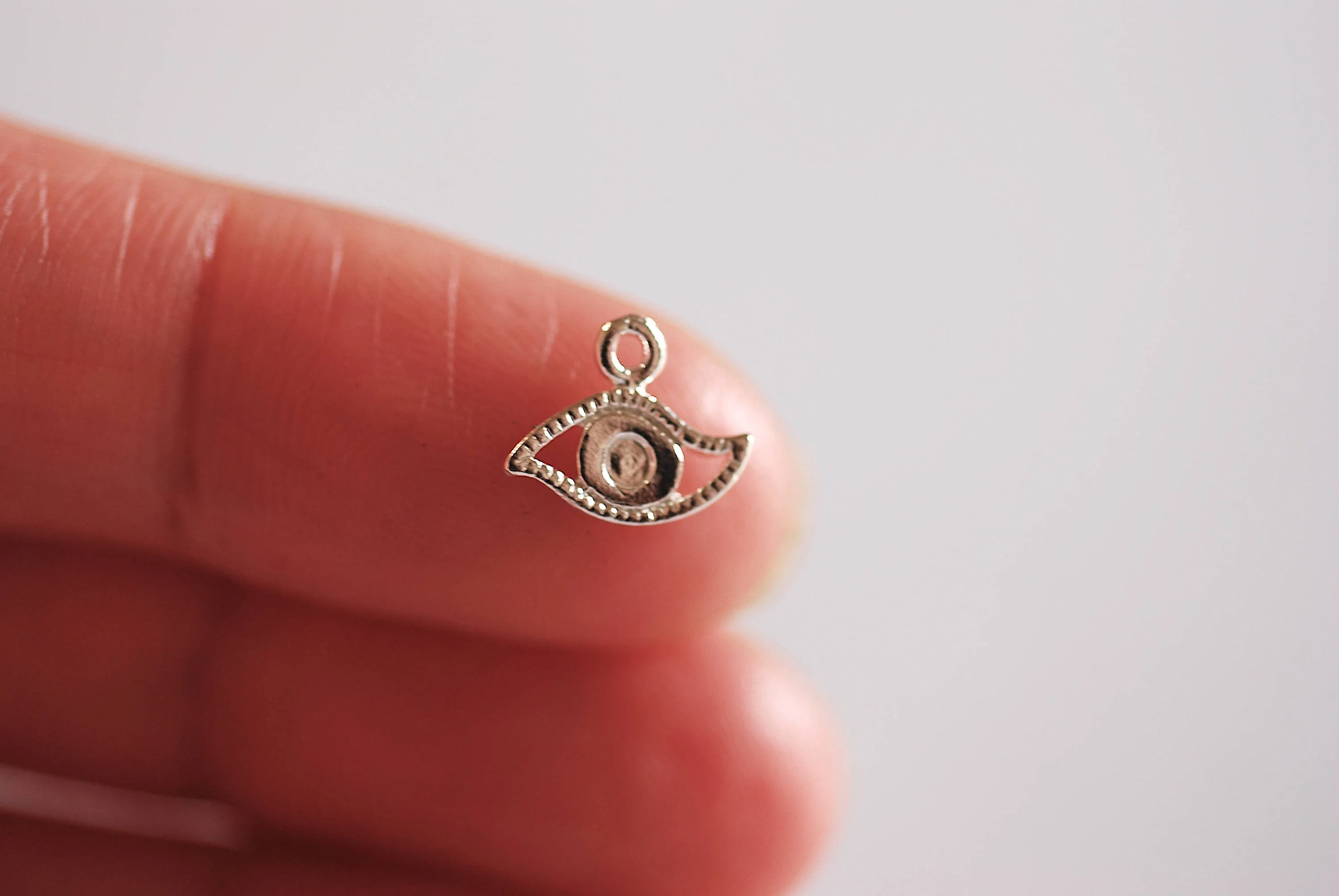 Matte Gold Evil Eye Charm- Vermeil Gold Evil Eye Charm, Third Eye Charm, Small Evil Eye Ra Charm, Eye Charm, Chakra, lucky eye, charm, 175