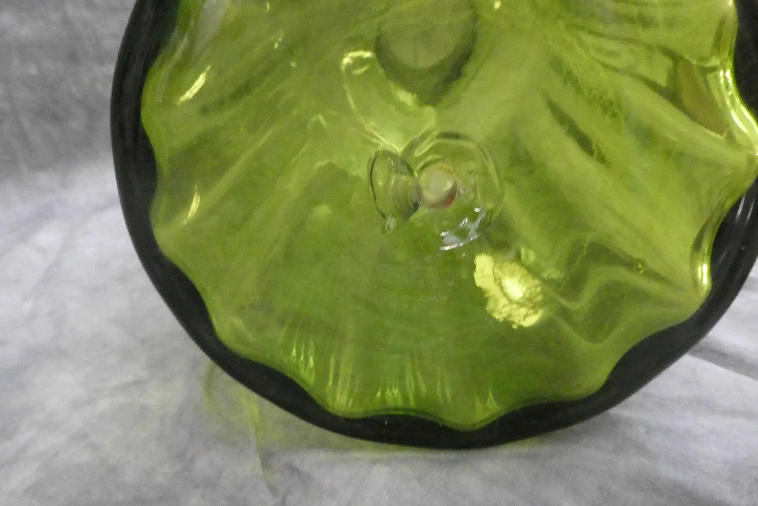 MCM Blenko Green Glass Lamp Bases - Set of 2