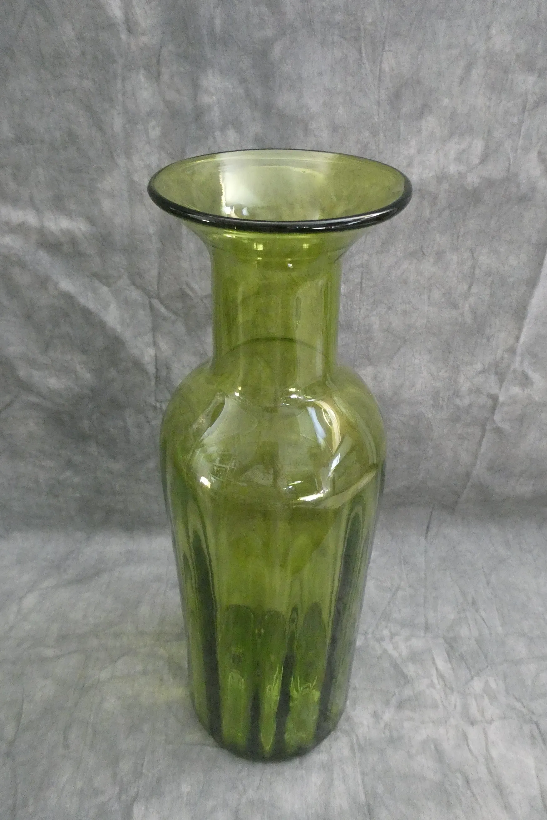 MCM Blenko Green Glass Lamp Bases - Set of 2