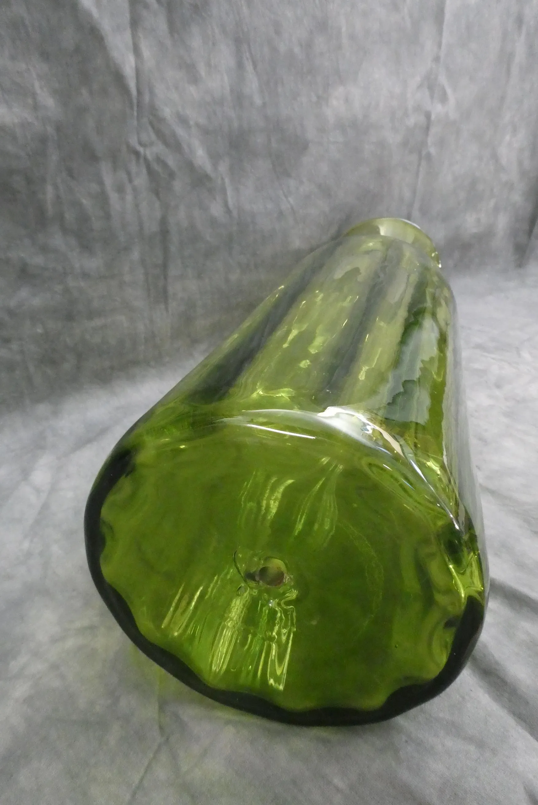 MCM Blenko Green Glass Lamp Bases - Set of 2