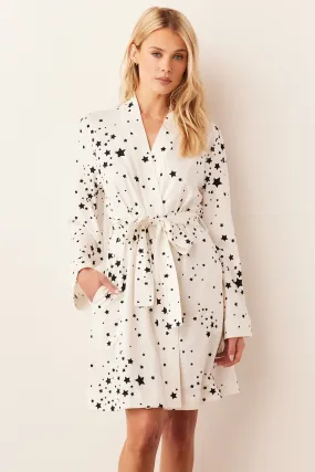 Meadow Classic Short Robe | White Stars